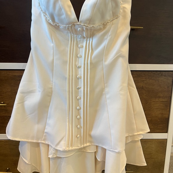 Oh Polly Cassandra Cream Ivory Mini Dress Button-Details - Picture 6 of 11